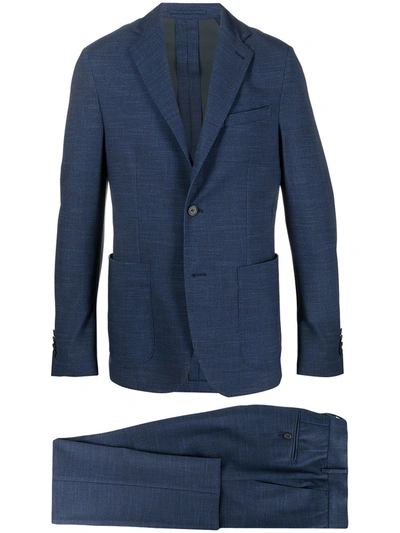 Shop Traiano Milano Single Breasted Two-tone Suit In Blue