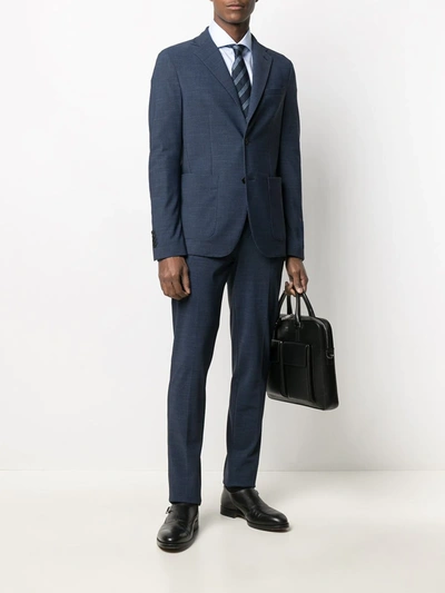 Shop Traiano Milano Single Breasted Two-tone Suit In Blue