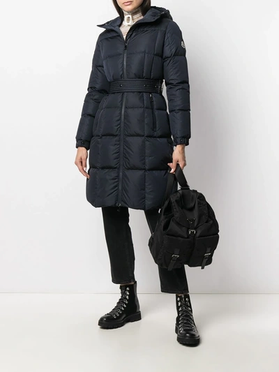 Shop Moncler Feuille Coat In Blue