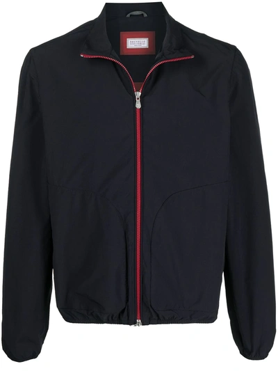 Shop Brunello Cucinelli Zip-through Lightweight Jacket In Blue