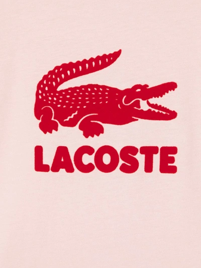 Shop Lacoste Crocodile-print Cotton T-shirt In Pink