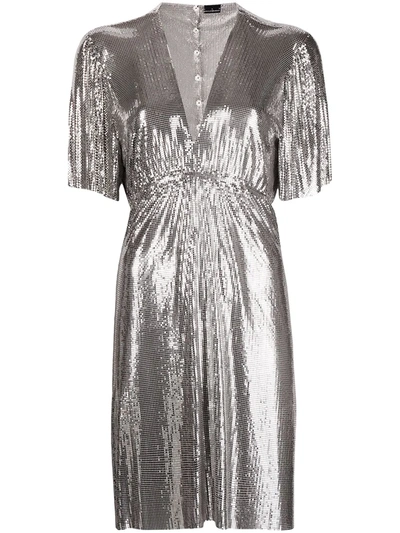 Shop Paco Rabanne Sequin-embellished Robe Dress In Silver