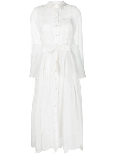 Shop Zimmermann Lovestruck Scalloped-hem Shirt Dress In White