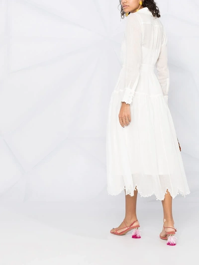 Shop Zimmermann Lovestruck Scalloped-hem Shirt Dress In White