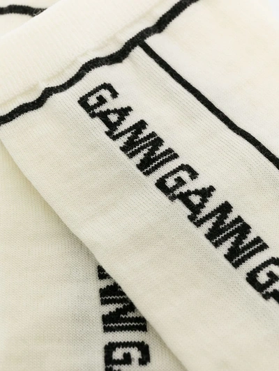 Shop Ganni Logo-intarsia Socks In Neutrals