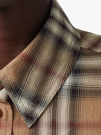 Shop Burberry Ombré Check Cotton Twill Shirt In Brown