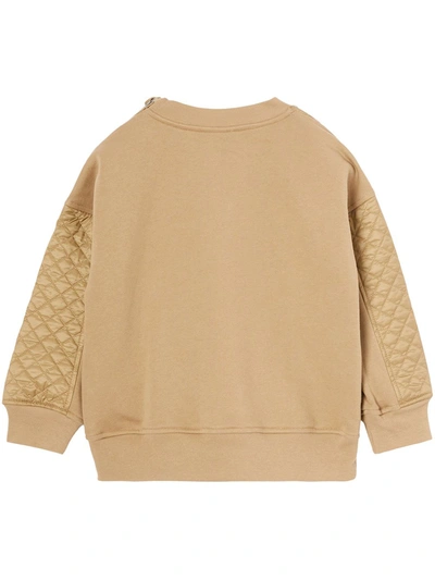 Shop Burberry Quilted Logo Sweatshirt In Neutrals