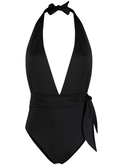 Shop Zimmermann Lulu Plunge One-piece Swimsuit In Black