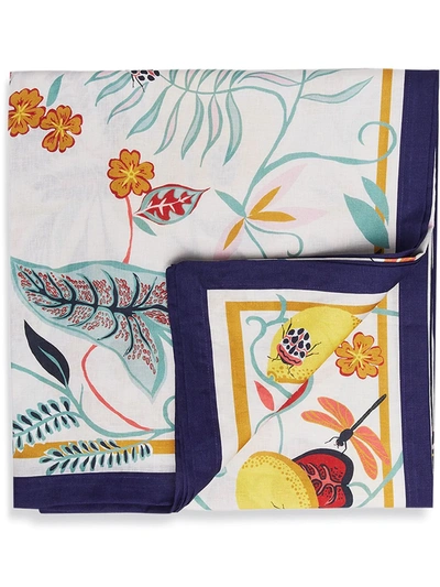 La Doublej Botanical Print Tablecloth In White
