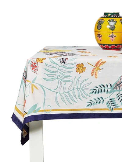 La Doublej Botanical Print Tablecloth In White