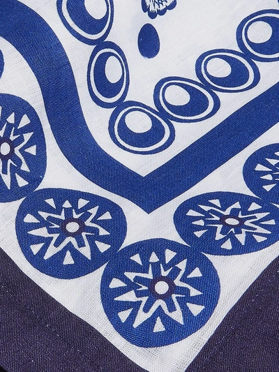 La Doublej Big Pineapple Blue Linen Tablecloth In White