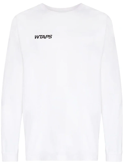 Shop Wtaps Logo-print Long-sleeve T-shirt In White