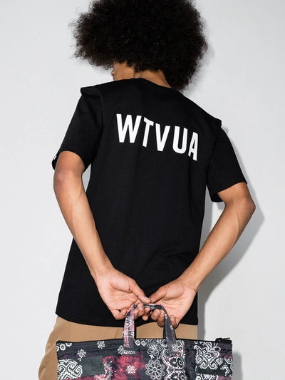 Shop Wtaps Logo-print Crew-neck T-shirt In Black