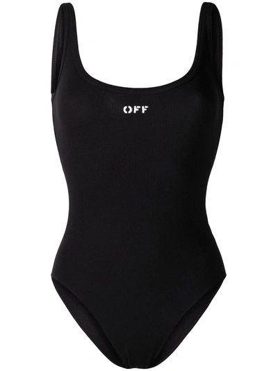 Shop Off-white Logo-print Bodysuit In Black