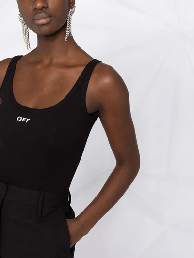 Shop Off-white Logo-print Bodysuit In Black