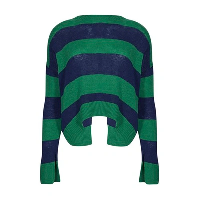 Shop Marni Striped Sweater With Open Back In Eclipse