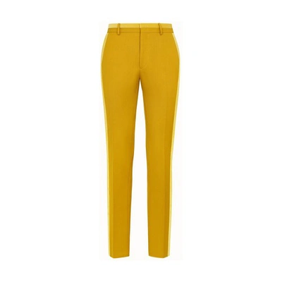 Shop Fendi Yellow Wool Trousers In Jaune