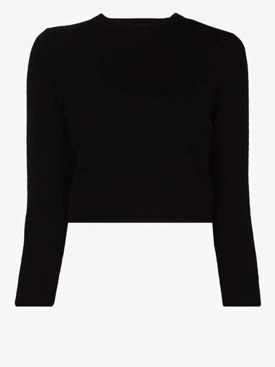 Shop Tibi Black Shrunken Cashmere Sweater