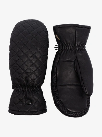 Shop Goldbergh Black Boxer Quilted Leather Ski Gloves