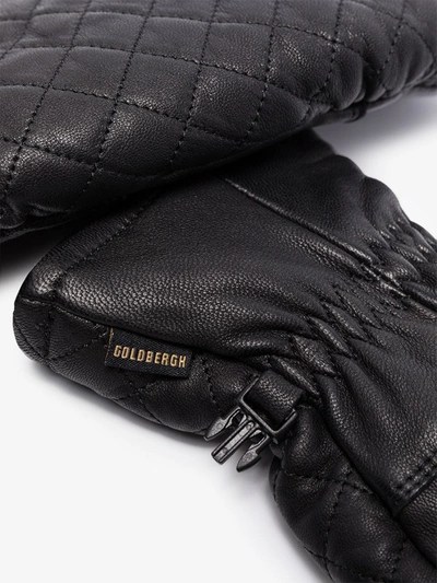 Shop Goldbergh Black Boxer Quilted Leather Ski Gloves
