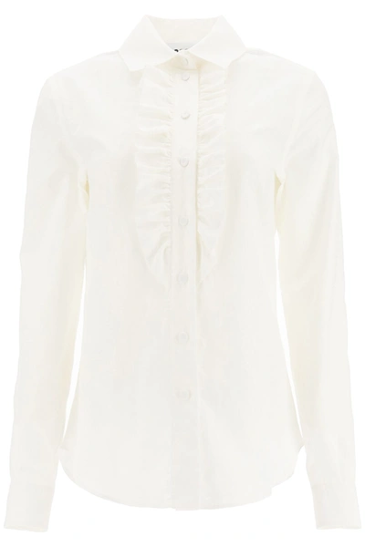Shop Moschino Poplin Jacquard Shirt In Fantasia Bianco (white)