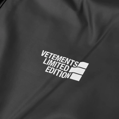 Shop Vetements Big Logo Limited Edition Raincoat In Black