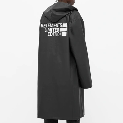 Shop Vetements Big Logo Limited Edition Raincoat In Black