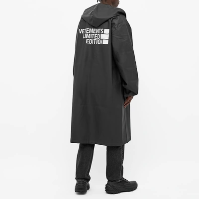 Shop Vetements Big Logo Limited Edition Raincoat In Black