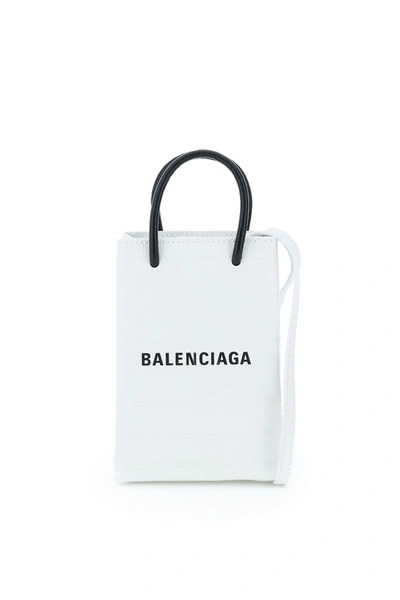 Shop Balenciaga Phone Shopping Logo In White