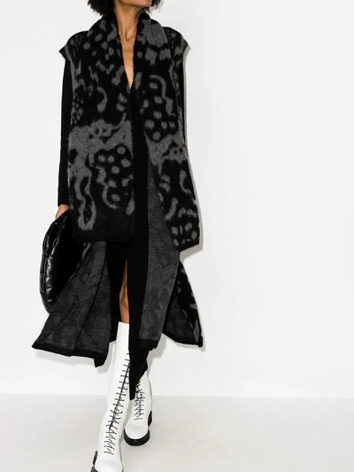 Shop Issey Miyake Jacquard Knit Cardigan Coat In Black