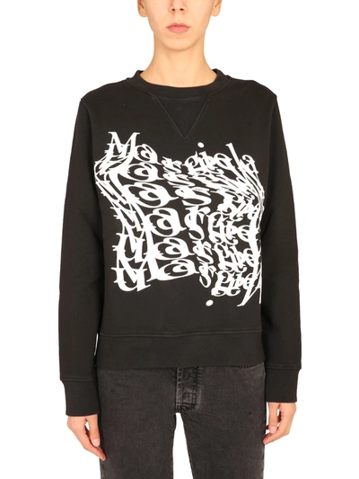 Shop Maison Margiela Printed Sweatshirt In Black