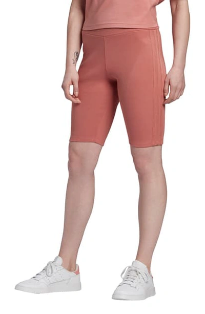 Shop Adidas Originals Biker Shorts In Ash Pink