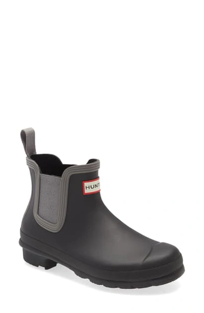 Shop Hunter Original Waterproof Chelsea Rain Boot In Black/ Mere Rubber