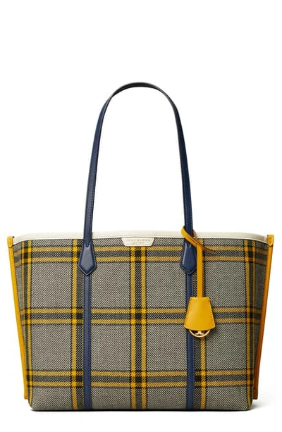 Shop Tory Burch Perry Plaid Wool Tote In Multi