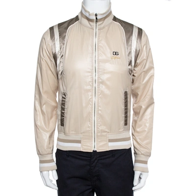 Pre-owned Dolce & Gabbana Cream Bomber Jacket Xs In Beige
