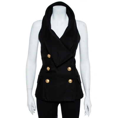Pre-owned Balmain Black Double Breasted Halter Vest M