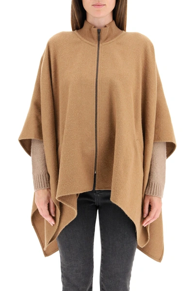 Shop Weekend Max Mara Alpaca Cape In Camel