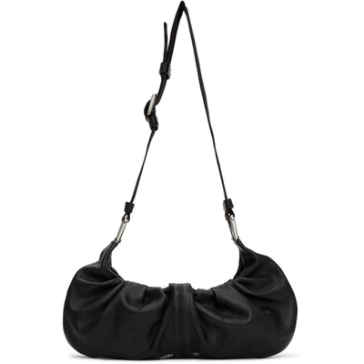 Shop Ganni Black Draped Baguette Bag In 099 Black