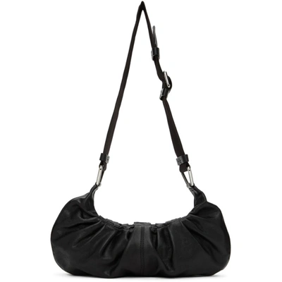 Shop Ganni Black Draped Baguette Bag In 099 Black