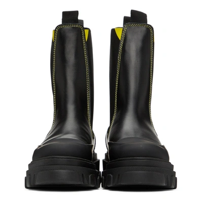 Shop Ganni Black Mid Chelsea Boots In 099 Black