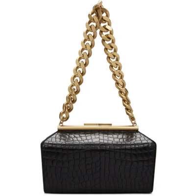 Shop Stella Mccartney Black Croc Medium Chunky Chain Bag In 1000 Black