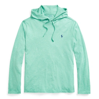 Shop Polo Ralph Lauren Jersey Hooded T-shirt In Resort Green Heather/blue