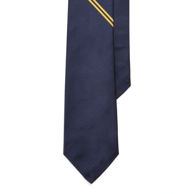 Shop Ralph Lauren Crest Silk Tie In Navy/gold