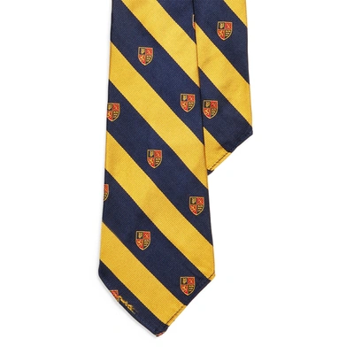 Shop Ralph Lauren Vintage-inspired Silk Tie In Navy/gold