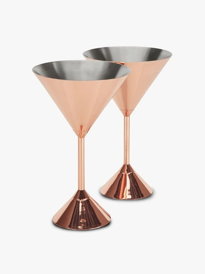 Shop Tom Dixon Copper-plated Plum Martini Glass Set In Metallic