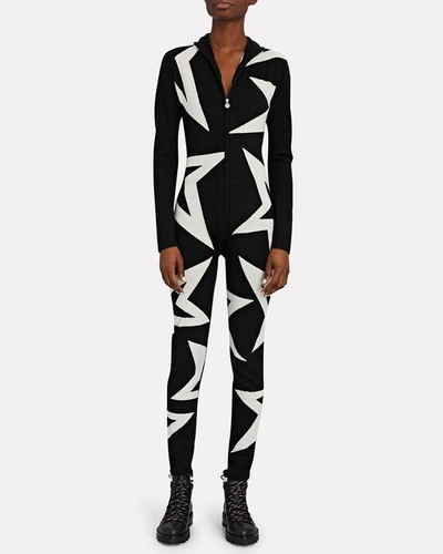 Shop Perfect Moment Star Knit Onesie Jumpsuit In Black/white