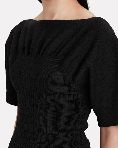 Shop Proenza Schouler Smocked Knit Midi Dress In Black