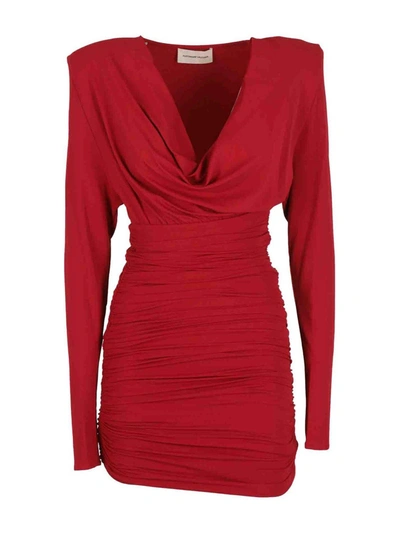 Shop Alexandre Vauthier Stretch Viscose Short Dress In Red