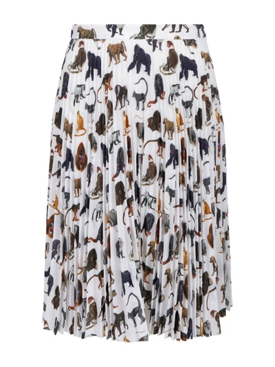 Shop Burberry Monkey Printed Skirt In White