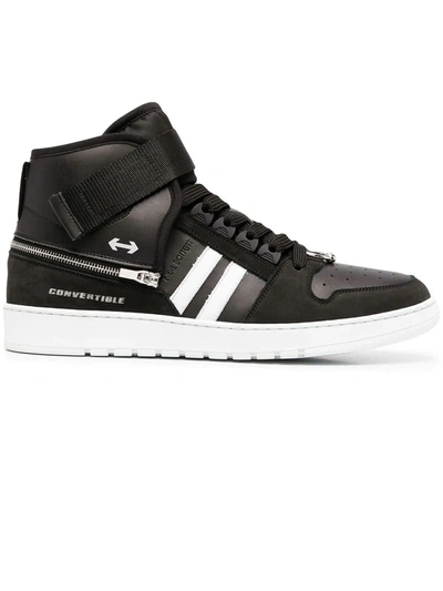 Shop Neil Barrett Black Leather High Top Sneakers In Nero+bianco